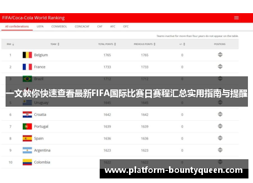 一文教你快速查看最新FIFA国际比赛日赛程汇总实用指南与提醒